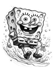 SpongeBob Leaping with Bubbles Printable Page