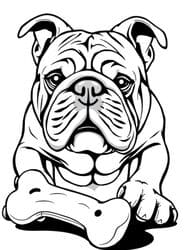 Bulldog with Treat Bone coloring preview