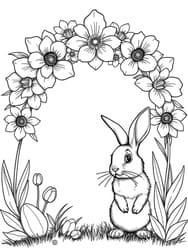 Bunny Framed by Flower Arch coloring preview