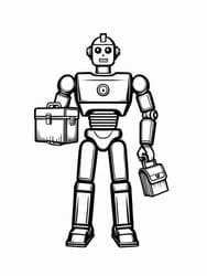 Robot Carrying Toolbox coloring preview