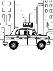 Cityscape with Yellow Taxi