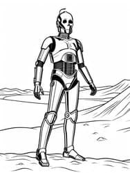 Droid C-3PO on Tatooine Dunes Printable Page