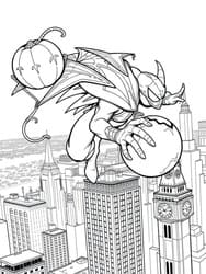 Green Goblin Dropping Bombs coloring preview