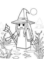 Cackling Witch with Axe Printable Page