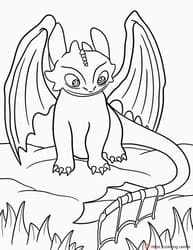 Cartoon Dragon Perched on Cliff