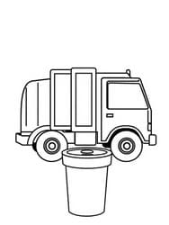 Garbage Truck with Trash Can coloring preview