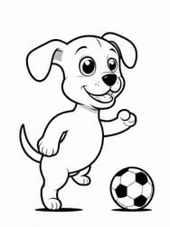 Puppy Kicking Soccer Ball coloring preview