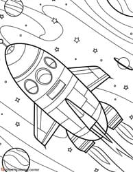 Rocket Flying Through Cosmos