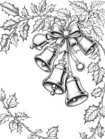 Holly Bells with Satin Bow coloring preview