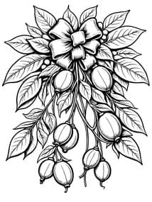 Holly Sprig with Berries and Bow coloring preview
