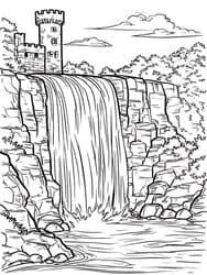 Castle Waterfall coloring preview