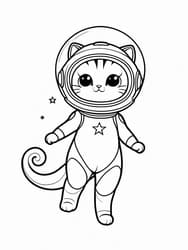 Cat Astronaut coloring preview