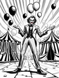 Joker with Floating Balloons coloring preview