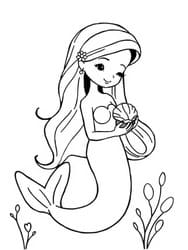 Charming Mermaid Holding Seashell