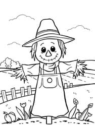 Scarecrow Standing in Sunny Field coloring preview