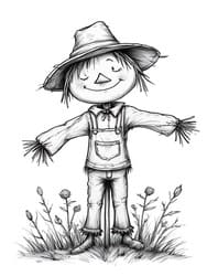 Scarecrow with Thistles in Field coloring preview