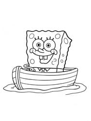 Free printable SpongeBob Rowing in Boat