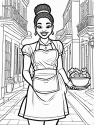Chef Tiana Serving Gumbo Pot coloring preview