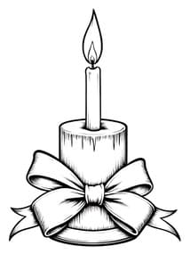 Christmas Candle with Ribbon Bow Printable Page
