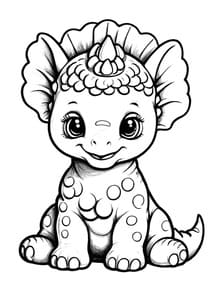 Baby Triceratops Sitting coloring preview