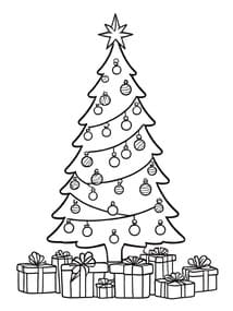 Classic Christmas Tree with Ornaments Coloring Page