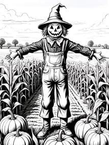 Free printable Classic Scarecrow in Pumpkin Patch