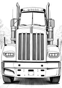 Classic Semi Truck Front View Coloring Page