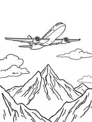 Commercial Airplane Over Mountains