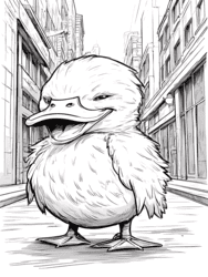 Psyduck Strolling Urban Alley coloring preview