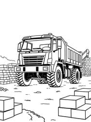 Dump Truck Unloading Bricks