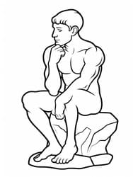 Thinker Seated on Rock coloring preview
