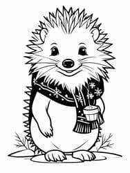 Hedgehog Holding Candle Cup coloring preview