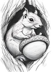 Squirrel Peeking from Hollow coloring preview