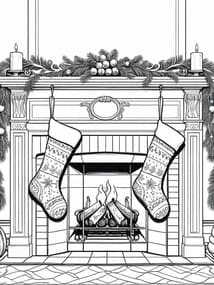 Stockings Hanging Over Mantel coloring preview