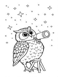 Owl Stargazing with Scope coloring preview