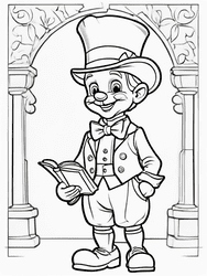 Pinocchio Reading coloring preview