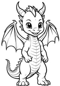 Baby Dragon with Big Eyes coloring preview