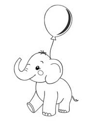 Baby Elephant with Balloon