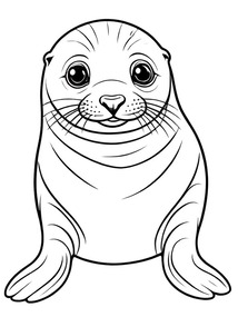 Baby Seal Pup with Big Eyes coloring preview