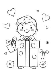 Boy with Hearts and Gift coloring preview