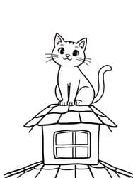 Cat Perched on Rooftop coloring preview