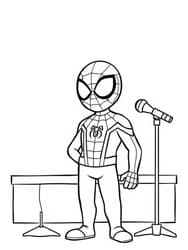Spider-Man Holding Microphone coloring preview
