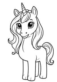 Chibi Unicorn with Big Eyes coloring preview