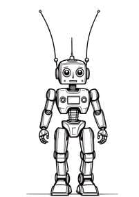 Classic Robot with Antennas coloring preview