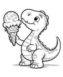 Dinosaur Holding Ice Cream