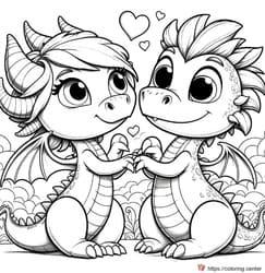 Dragon Couple Holding Hands
