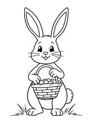 Bunny with Basket of Eggs coloring preview