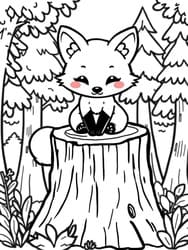 Fox in Forest with Blush Cheeks coloring preview