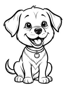 Happy Puppy with Collar coloring preview