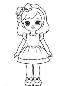 Kawaii Girl with Big Bow coloring preview